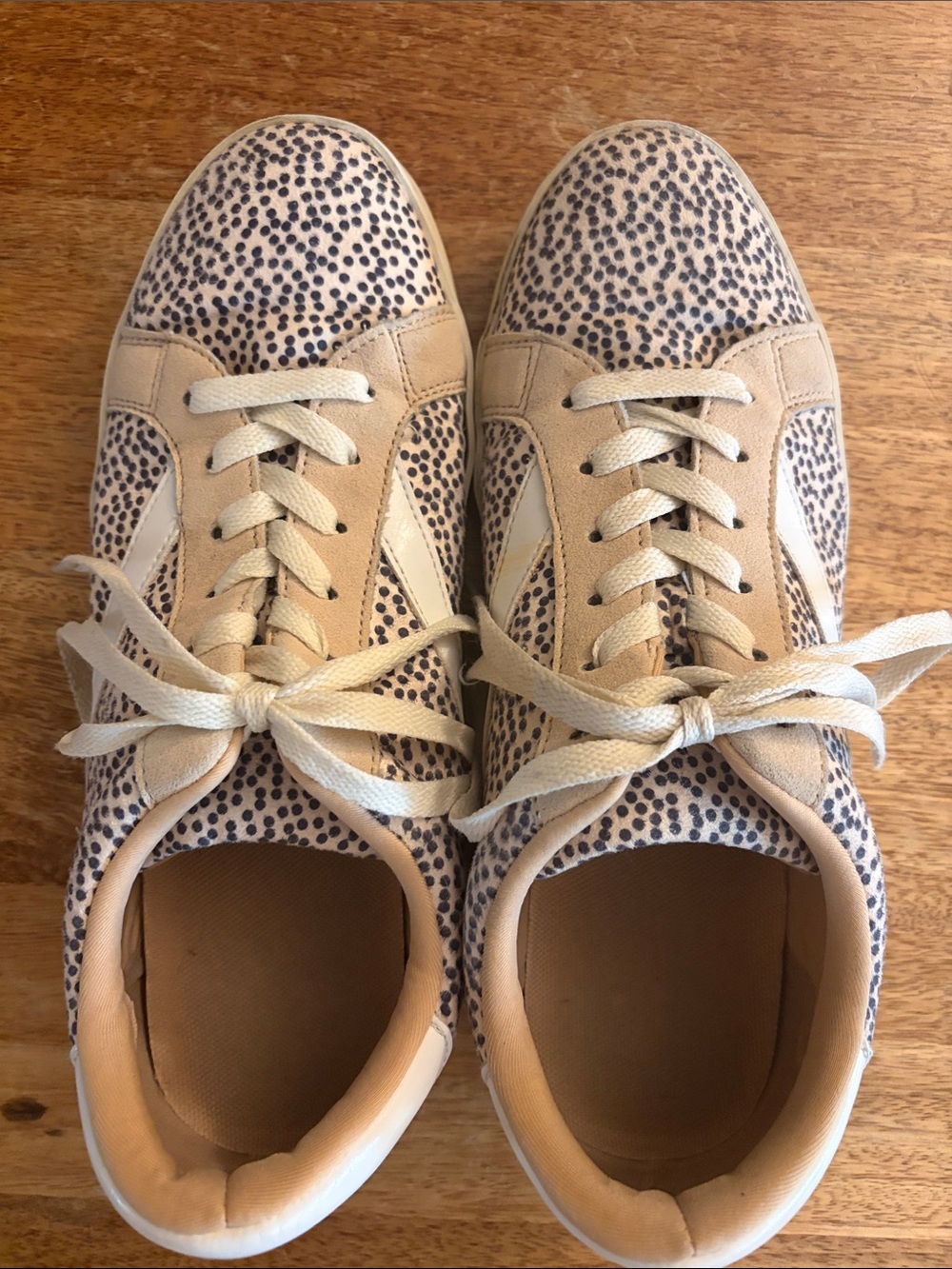 Beige and Speckled Women's Casual Lace-Up Sneakers
